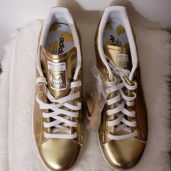 🚫SOLD🚫 adidas men's stan smith sneaker shoes gold metallic - Picture 11 of 16
